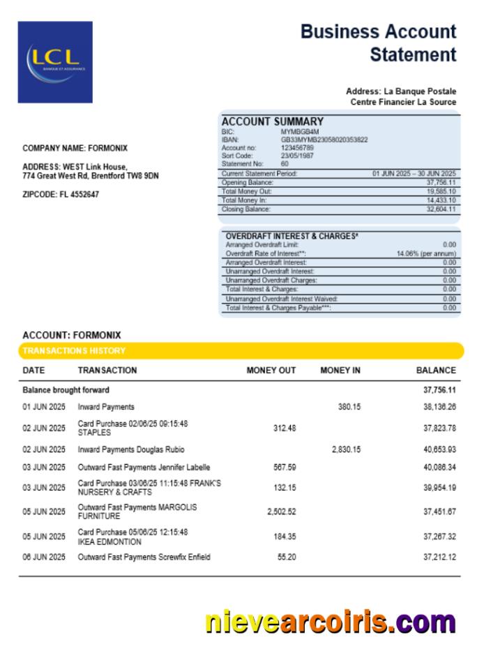 Centre National des Chèques Postaux company statement